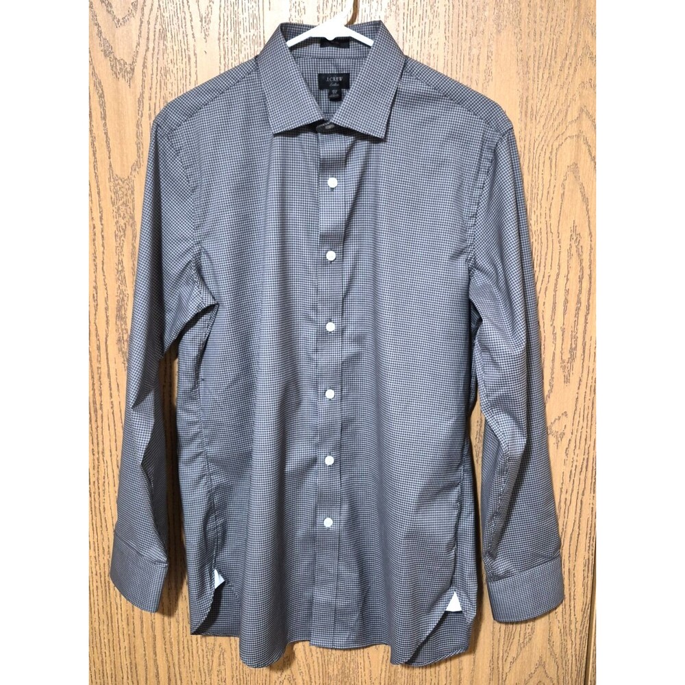 J.Crew Men's Ludlow Slim Grey White Check Button Down Shirt Size 15 1/2-33